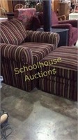 Chair with ottoman burgundy Black and Tan strips