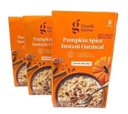 Pumpkin Spice Instant Oatmeal 3 Bxs of 8 Pks READ