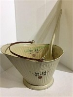 Vintage metal ash bucket with shovel. Has been