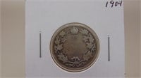 1904 Canadian 92.5  Silver Quarter
