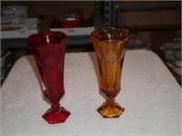 Vintage Fostoria Amber & Red Bicentennial Vases