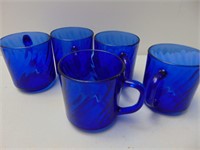Vintage Cobalt Blue Swirl Coffee Mugs