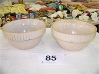 Two Reverse Picket crock bowls, 8 1/2" across, 4