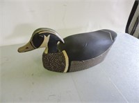 Hand Carved Long Point Decoy, Glass Eyes,14"L