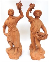 Terra Cotta Figures Holding Grapes