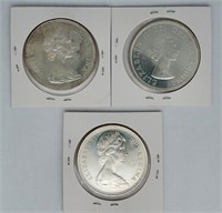 (3) Canadian Silver Dollars