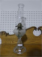 HEART PATTERN PRESSED GLASS OIL LAMP