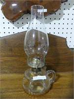 CLEAR PRESSED GLASS FINGER OIL LAMP