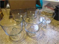 5 large clear glass serving containers 9" tall
