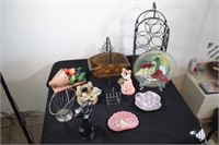 Large Lot Decor Pottery Glass, Wine Stand