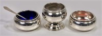 3 Sterling salts, 1.75" and 2" diameter, 59.66g