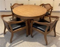 Bassett Furniture Card Table w/ 4 Wood Cane Back