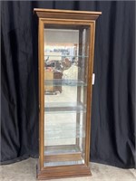 GLASS FRONT CURIO CABINET WITH GLASS SHELVES