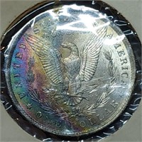 1883-O Morgan Silver Dollar Gem BU Rainbow Toned