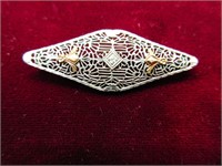 10k White Gold Deco Brooch 2.9 Grams