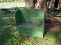 outside-green homemade storage bench-