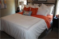 King Size Wrought Iron Bed & bedding