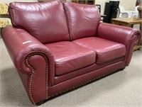 68" Red Leather Loveseat