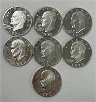 (7) 1970's $1 SILVER EISENHOWER COINS