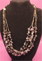 20"Amethyst & Onyx Multi-Strand Necklace