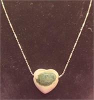 Green Sardonyx Heart Pendant & Silver chain