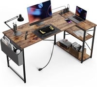BLACK L Shaped Desk with Shelves  40in