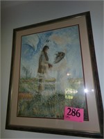 FRAMED SIGNED 1991 JOANNE BIRD NATIVE AMERICA