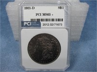 PCI Graded 1921-D Morgan Silver Dollar 90% Silver