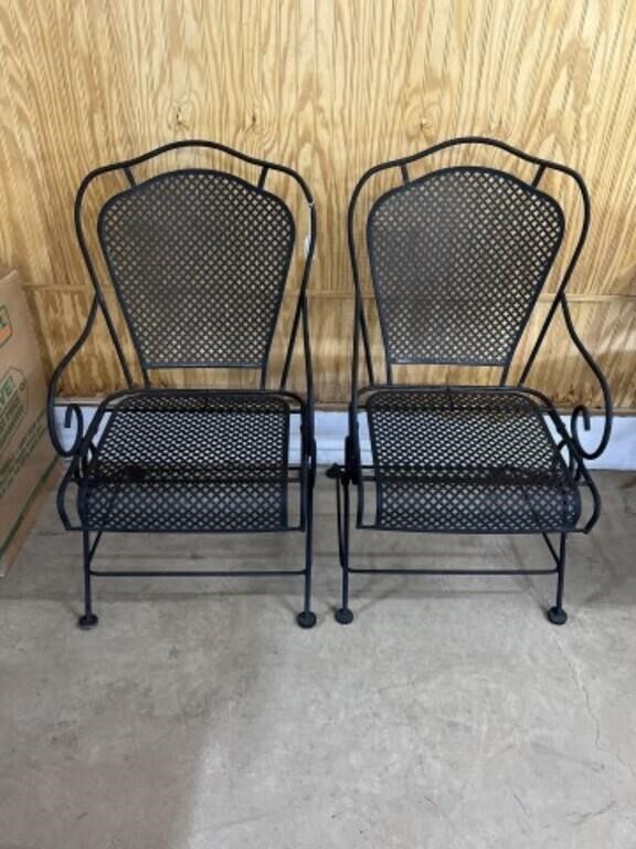 Pair of Wrought Iron Stationary Porch Rockers