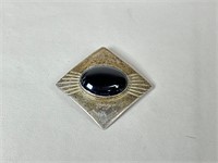 Vtg Sterling Hallmarked Black Onyx Pin