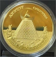 All seeing eye pyramid challenge coin