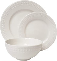Embossed White Porcelain Round Dinnerware Set