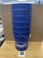 LOT OF 5 LOWES 5-GALLON BUCKETS (BLUE)