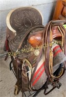 Saddle 15" seat w/bridle & blanket-stand Not