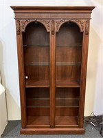 Lighted Bookcase with Nicely Carved Ornate Detail