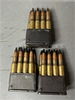 24 Rnds Military .30-06 Black Tip Ammo & 3 Clips