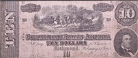 1864 10 $ CONFEDERATE NOTE VF