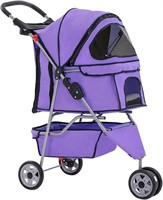 BestPet Purple 3-Wheel Pet Stroller