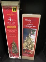 2 LIGHTED CHRISTMAS TREES, 3' AND 4'