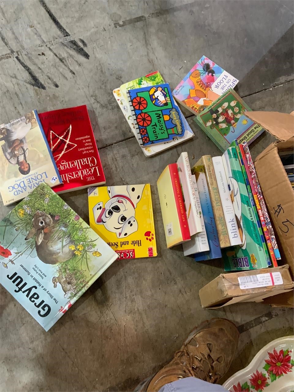 box lot of books - mostly kids
