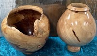 11 - 2 WOOD DECOR VASES (B46)