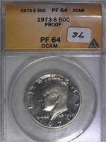 1973-S Anacs PF64 Proof Kennedy Half Dollar