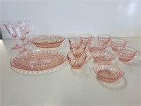 15pc Pink Glassware