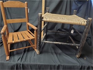 Small Rocker, Footstool, Plant Stand