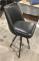 BLACK LEATHER BAR STOOLS - 2X