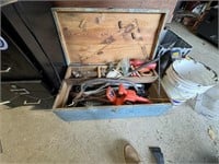 WOODEN TRUNK WITH CONTENTS