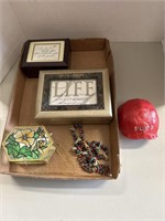 Necklaces, turtle shell, jewelry boxes