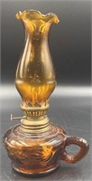 Vintage Amber Finger Oil Lamp