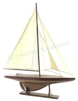 Large Custom Wood Model Sailboat With Stand