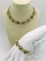 Vintage Gold Tone Necklace/Bracelet Set
